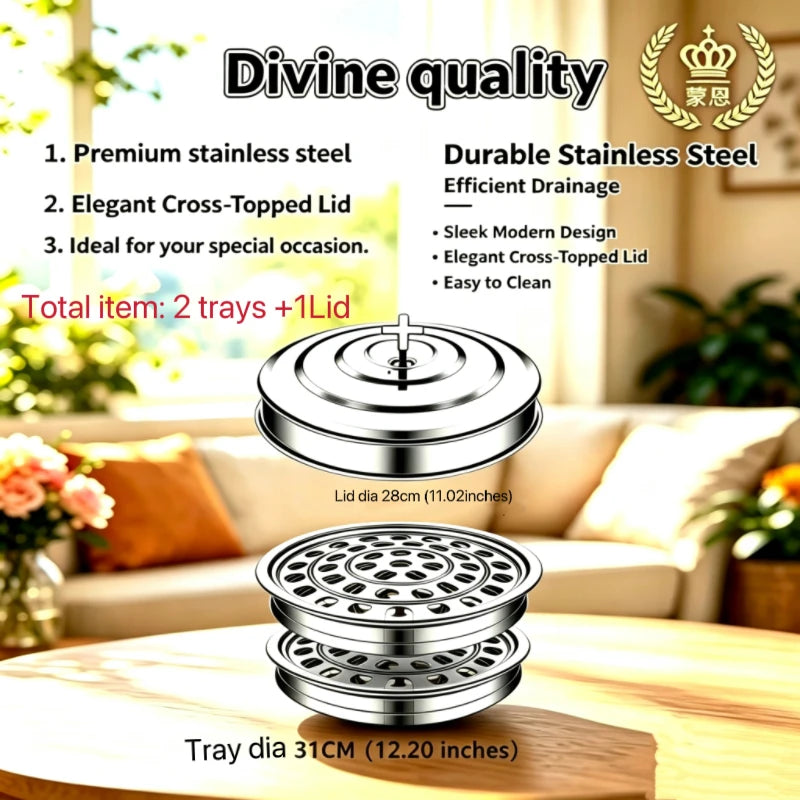 Stainless Steel Communion Tray Round Base - Two