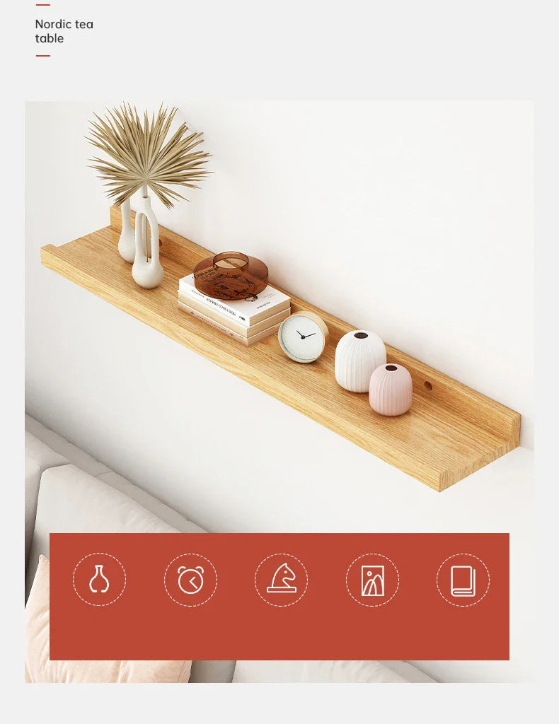 Wooden Floating Shelf Wall Mounted U-Shaped Shelf Display