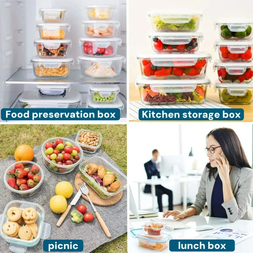 Glass Lunch Box Food Storage Containers Meal Prep