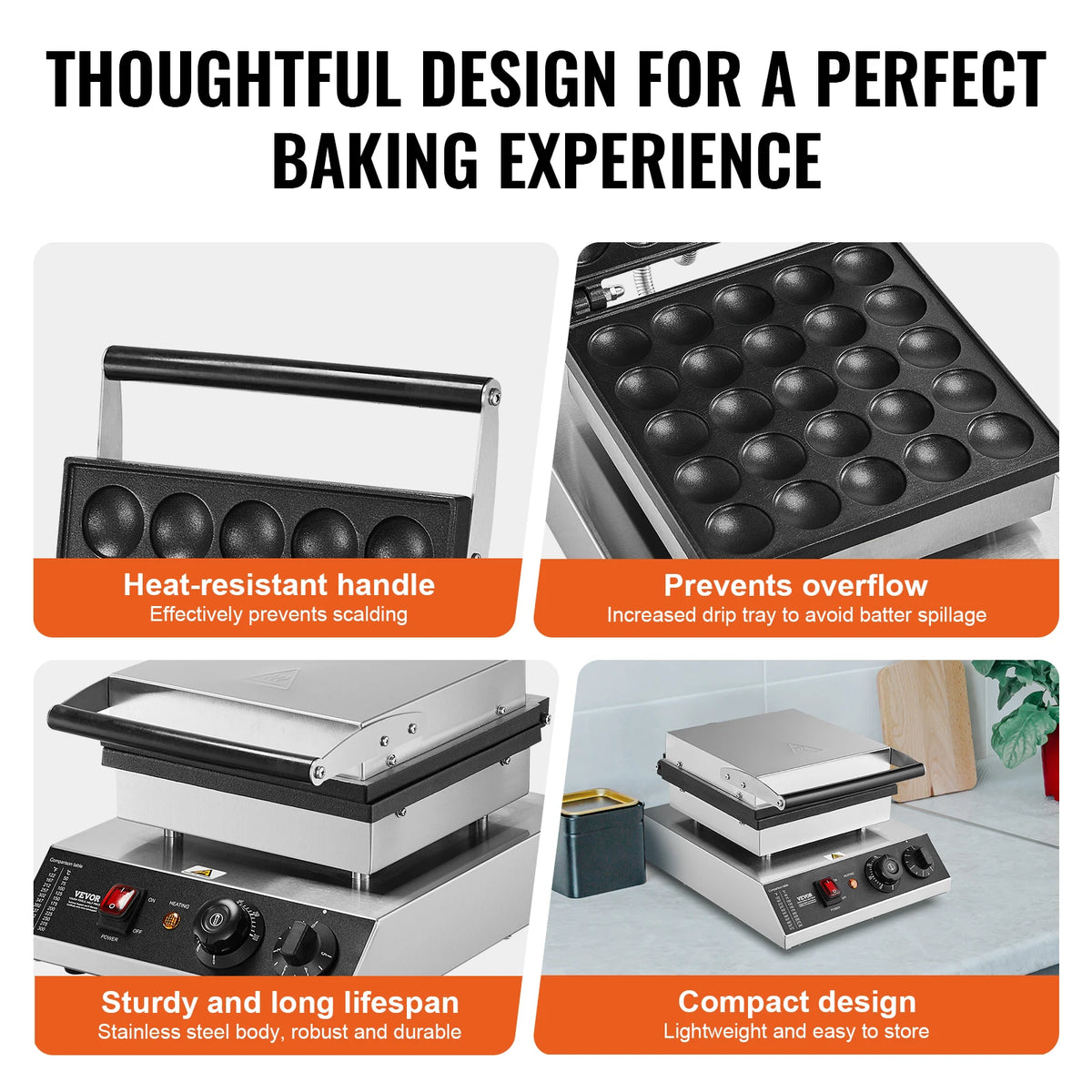 Succebuy Electric Waffle Maker 25pcs Mini Dutch Pancake