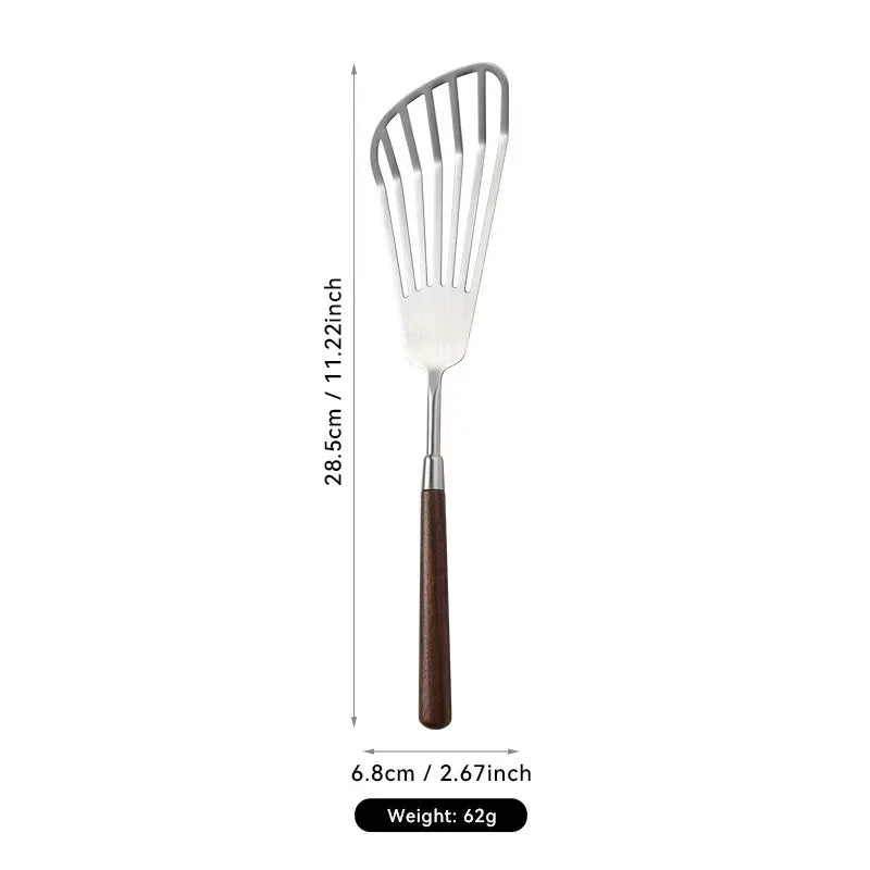 5pcs 304 Stainless Steel Nature Wood Kitchenware Cooking