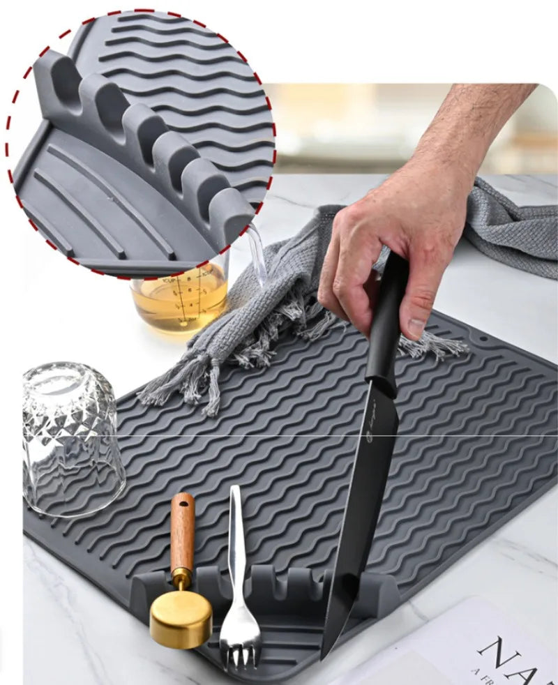 Silicone Dish Drying Mat Counter Top Mat Dish