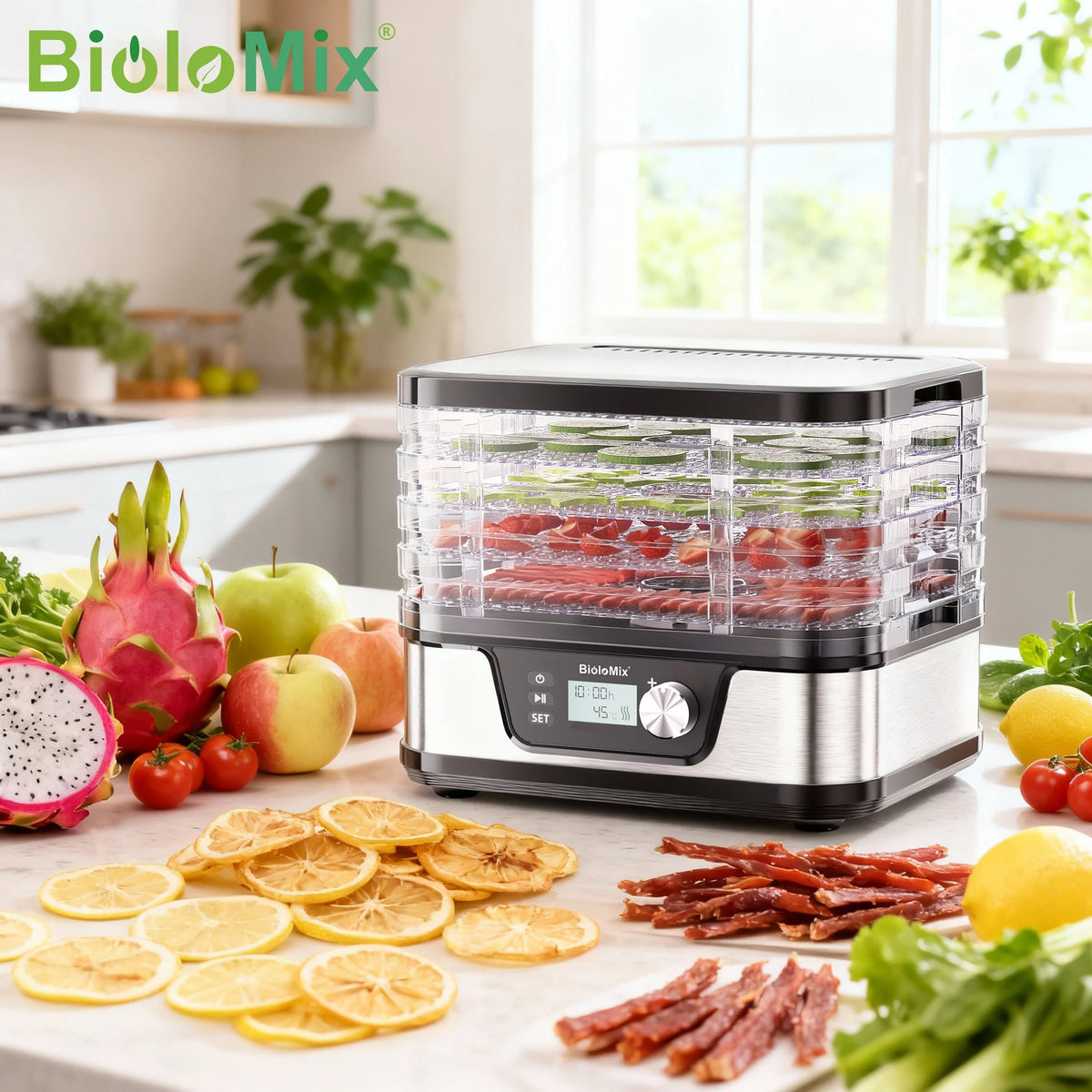 Biolomix 10l Food Dehydrator Bpa-Free 5-Tray Digital Timer