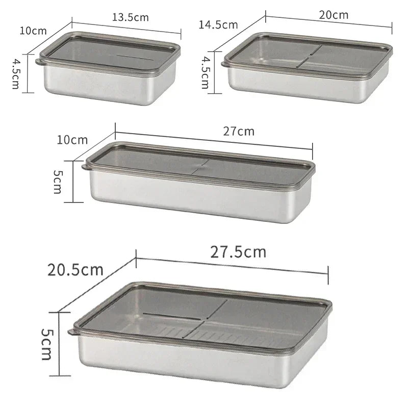 Stainless Steel Food Storage Serving Trays Rectangle Sausage