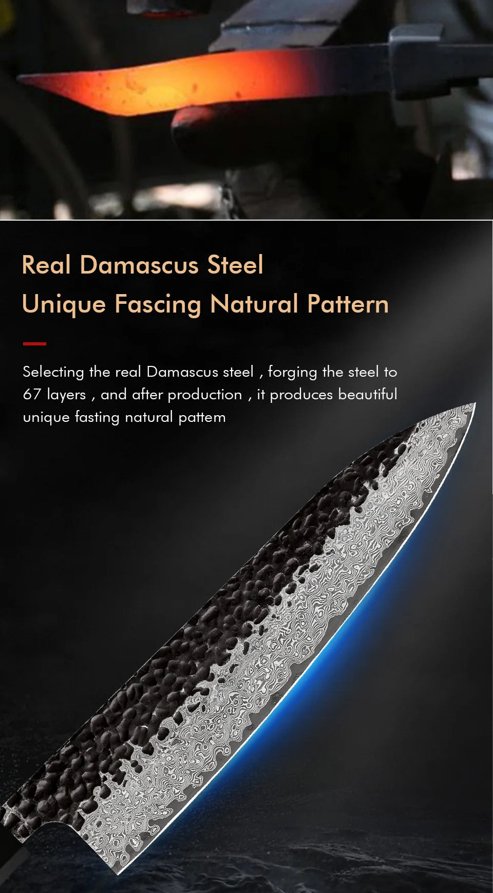 Young Damascus Steel Knives Japanese Hand Forged Chef