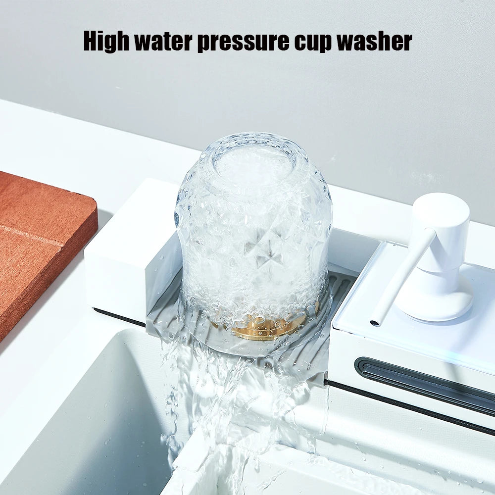Stainless Steel Waterfall Sink Large Slot Integrated Digital