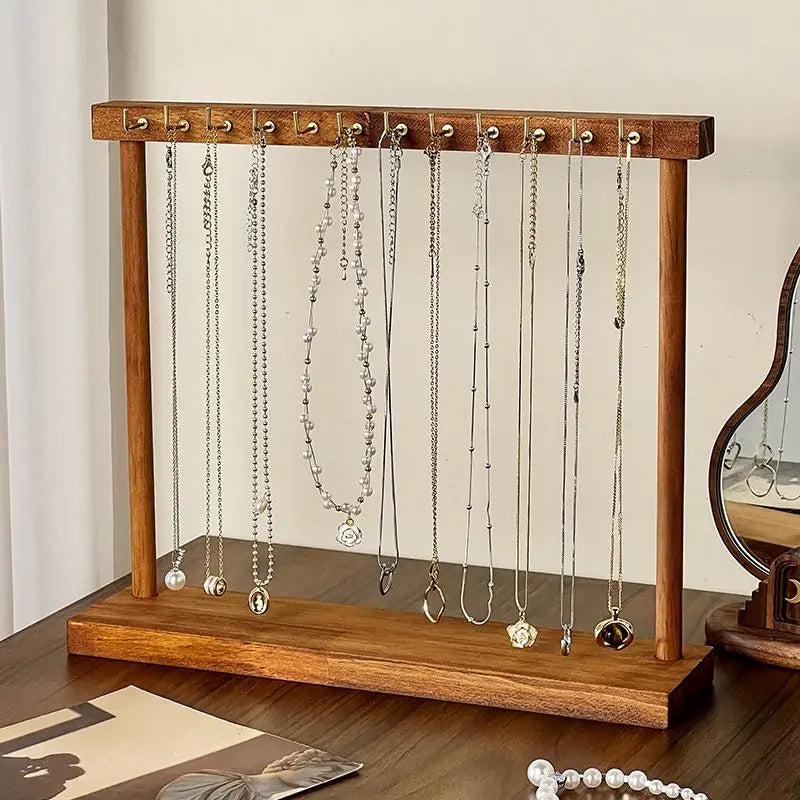 Jewelry Organizer Display Stand Solid Wood Necklace Hanging