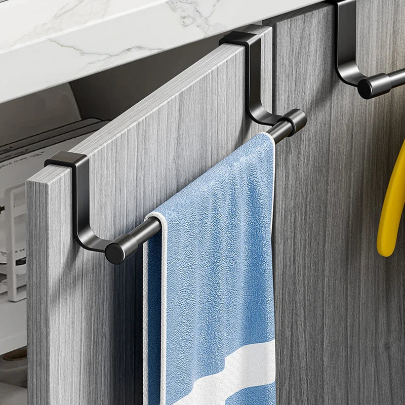 Stainless Steel Wall-Mounted Towel Rack Space-Saving Door Cabinet