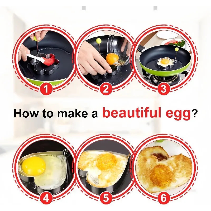 1/4/5pcs Stainless Steel Omelette Forming Machine Mold Breakfast