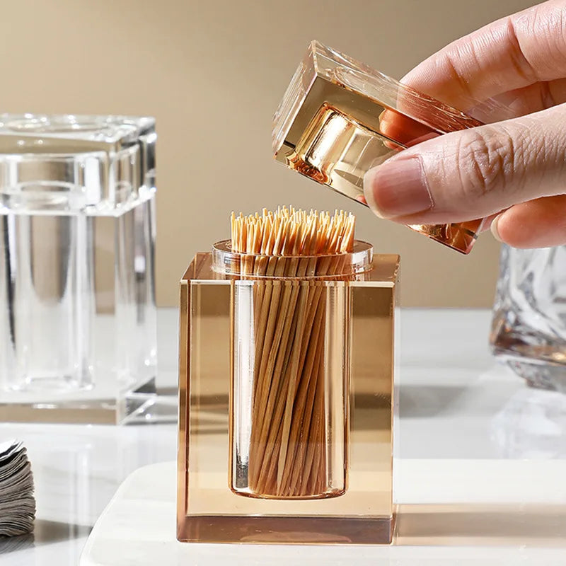 Luxury Crystal Glass Toothpick Box Barrel Dining Table