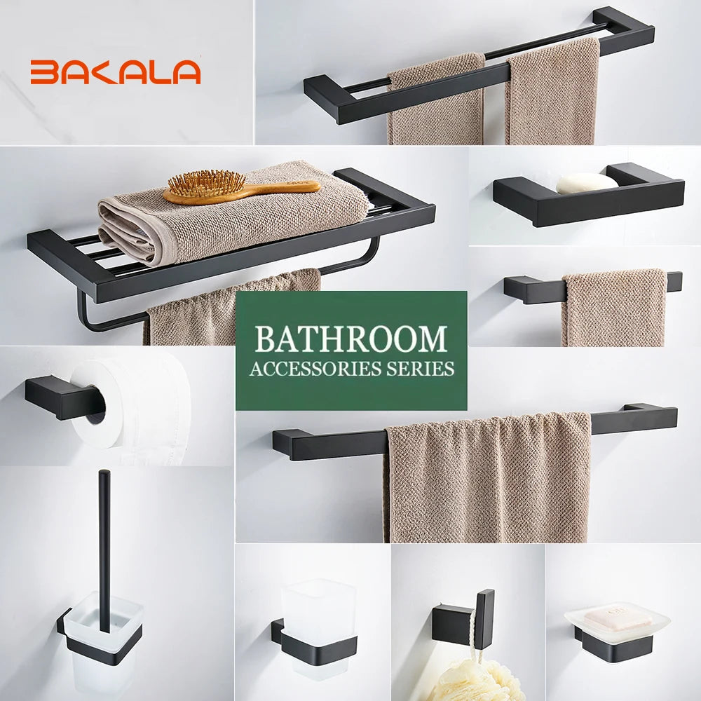 Matte Black Hook Towel Rack 304 Stainless Steel