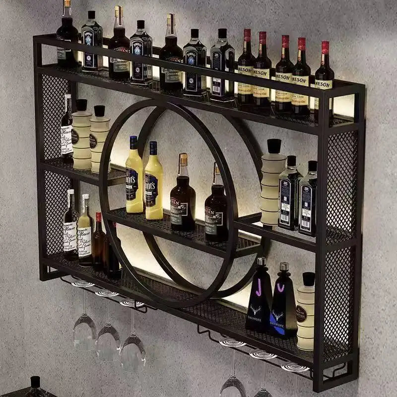 Modern Wall Mount Wine Rack Holder Glass Storage