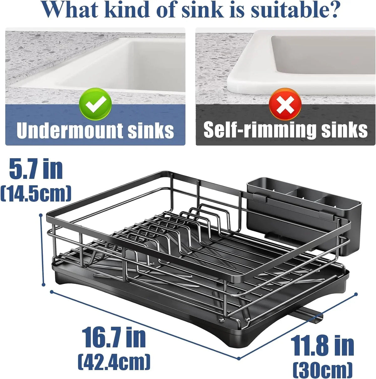 Spacious Dish Rack Drainboard - Rust-Resistant Countertop Drainer