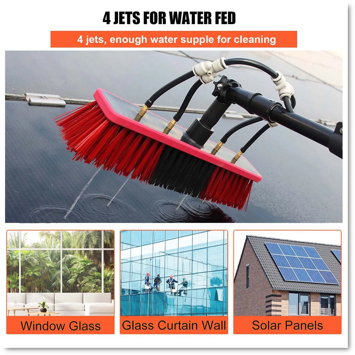 Water Fed Telescopic Pole Telesbrush Window Solar Photovoltaic