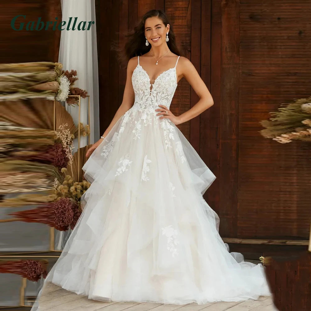 Gabriellar Attractive Wedding Dresses V-Neckline Sleeveless