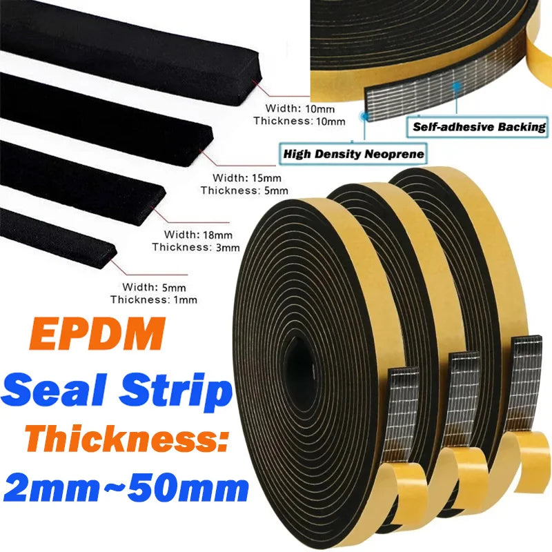 Epdm Self Adhesive Sponge Seal Strip Rubber Black