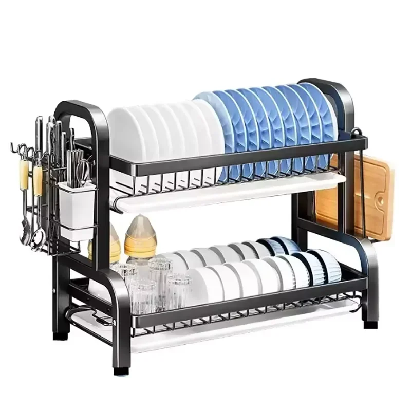 Tier Stainless Steel Dish Drainer Rustproof Compact Organizer