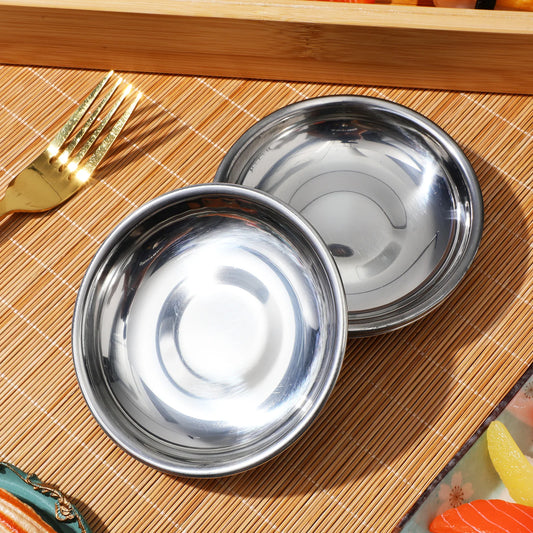 10pcs Dish Sauce Dipping Plate Bowls Stainless Steel