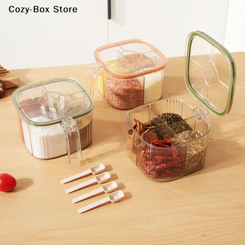 Grids Transparent Lid Spice Jar Seasoning Salt Pepper