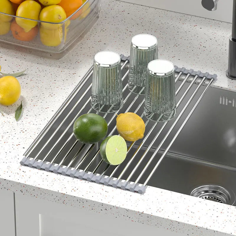 Roll Up Dish Drying Rack Over Sink Stainless