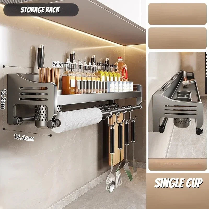 Wall-Mounted Organizer Shelf Spice Storage Rack Seasoning