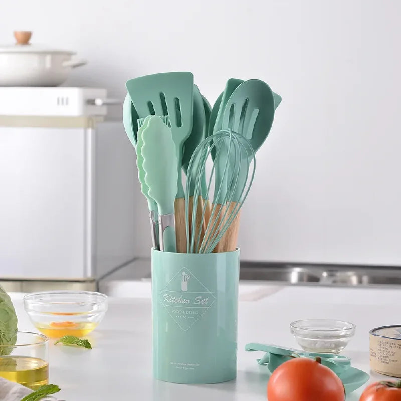 12pcs Silicone Utensils Non-Stick Cookware Spatula Shovel Egg