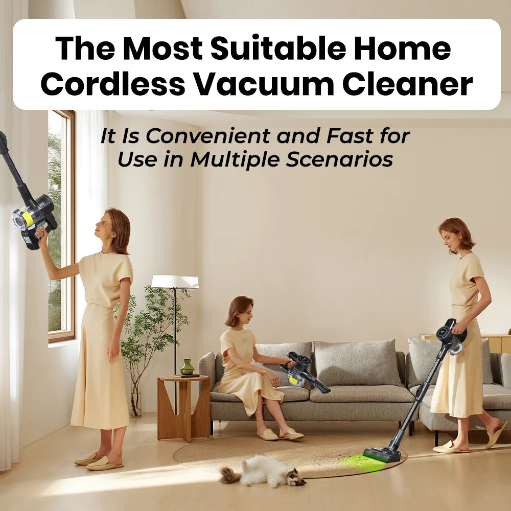 Yanhama 65kpa/600w 180 Foldable Cordless Vacuum Anti-Tangle Brush