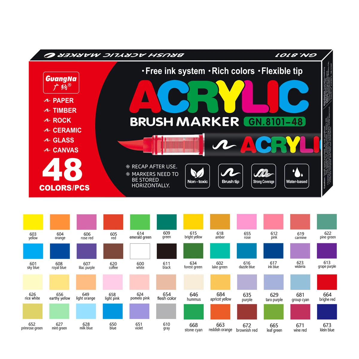 12-240 Colors Acrylic Paint Markers Brush Tip Direct-Liquid