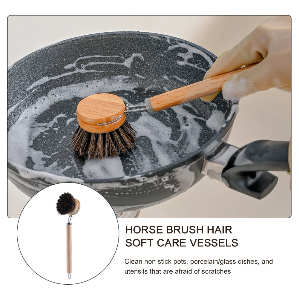 Dishes Brush Wooden Soft Bristles Dishes Stain Remove