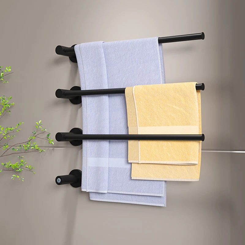 Oxg Black Bathroom Electric Bath Towel Rack Electric