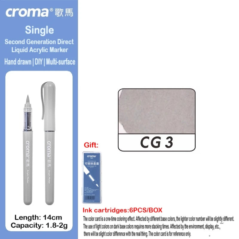 Croma 160/1 Colors Refillable Direct Liquid Acrylic Marker