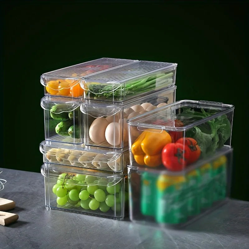Fridge Organizer Stackable Refrigerator Organizer Bins Lids Clear