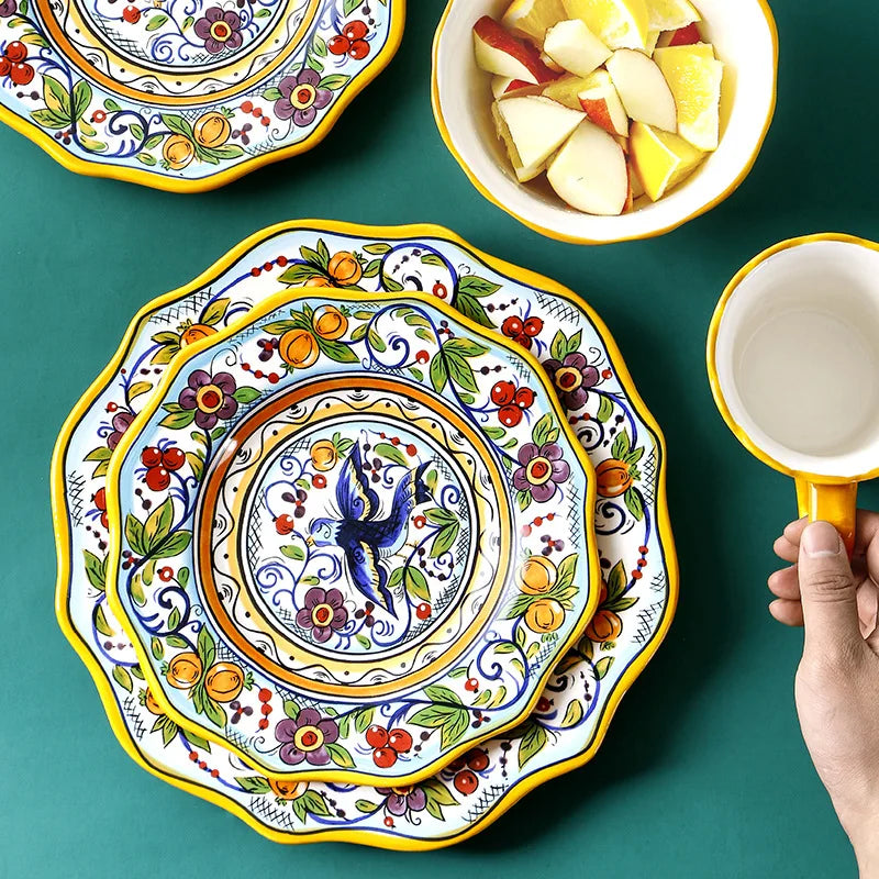 Hand Painted Ceramic Plate Creative Irregular Steak Dish