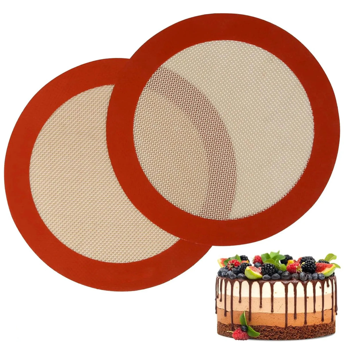 1/2pcs Round Silicone Baking Mat Non-Stick Reusable Sheet