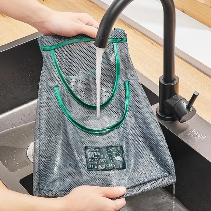 Hanging Breathable Mesh Produce Storage Bag Handheld Vegetable