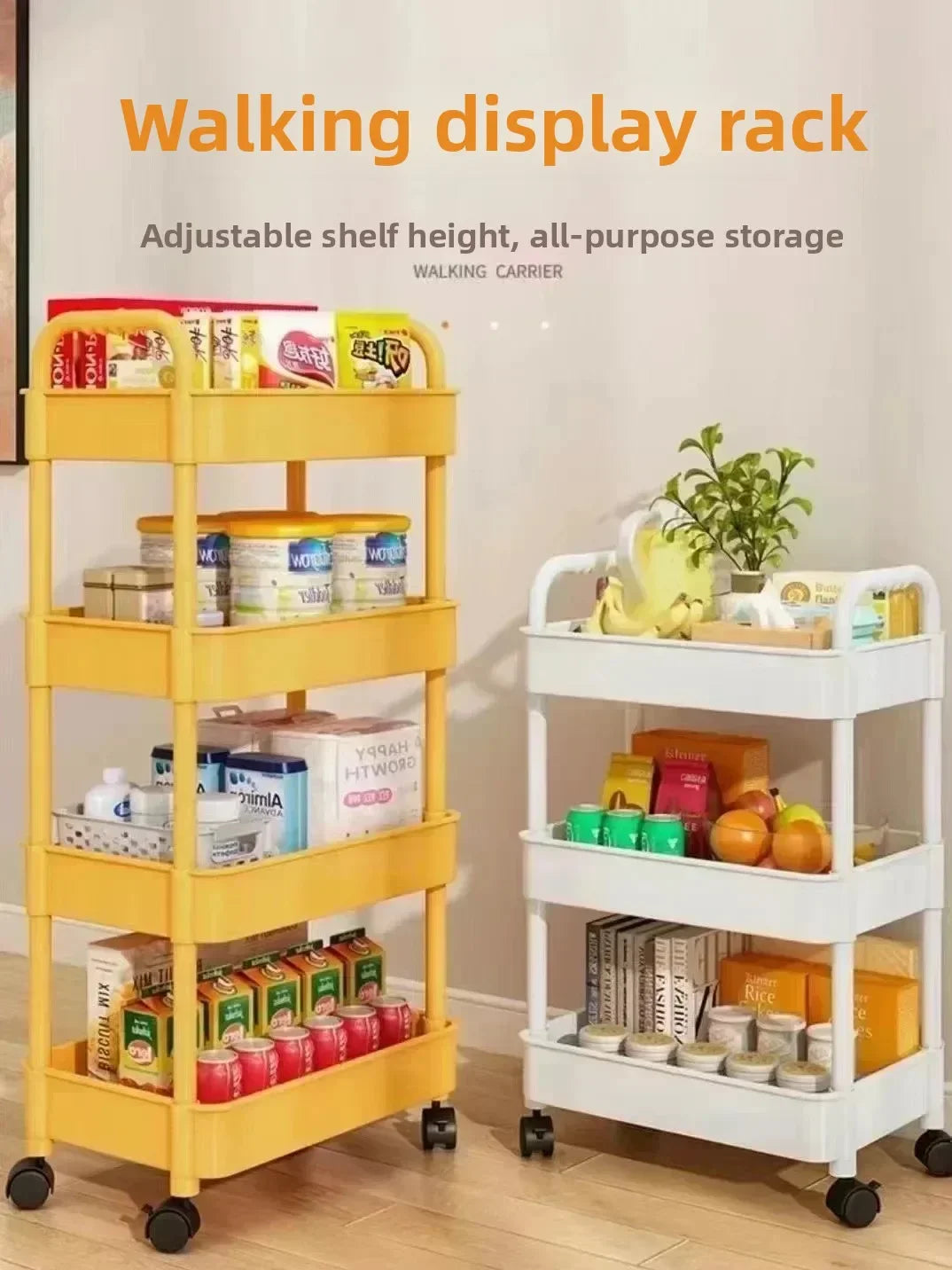 Tier Rolling Storage Cart Wheels Slim Organizer Fruit