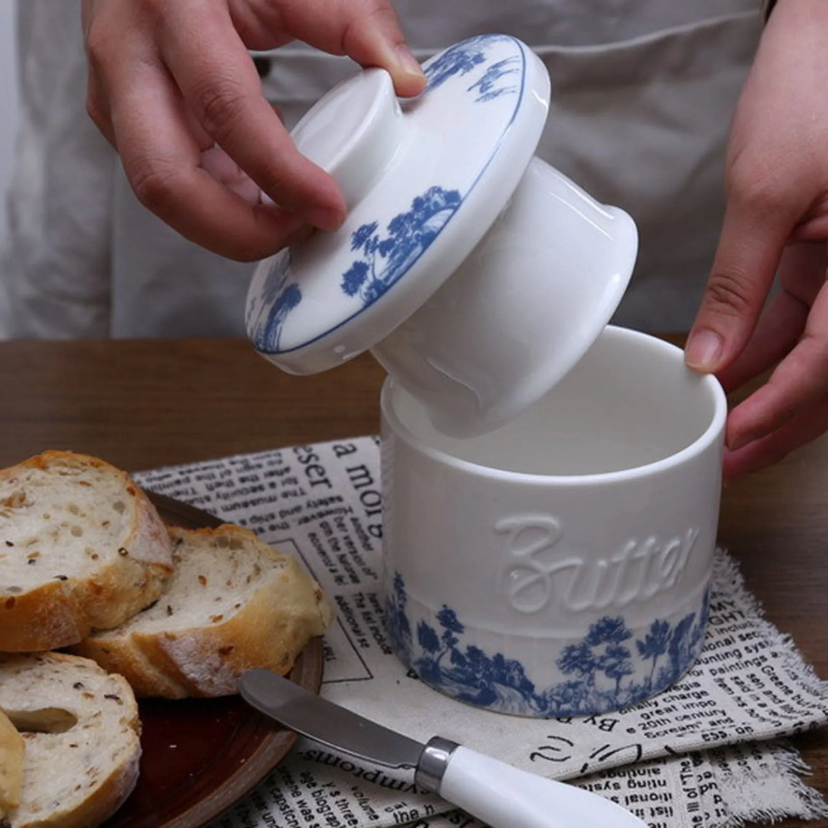 Ceramic Butter Container French Butter Crock Lid Butter