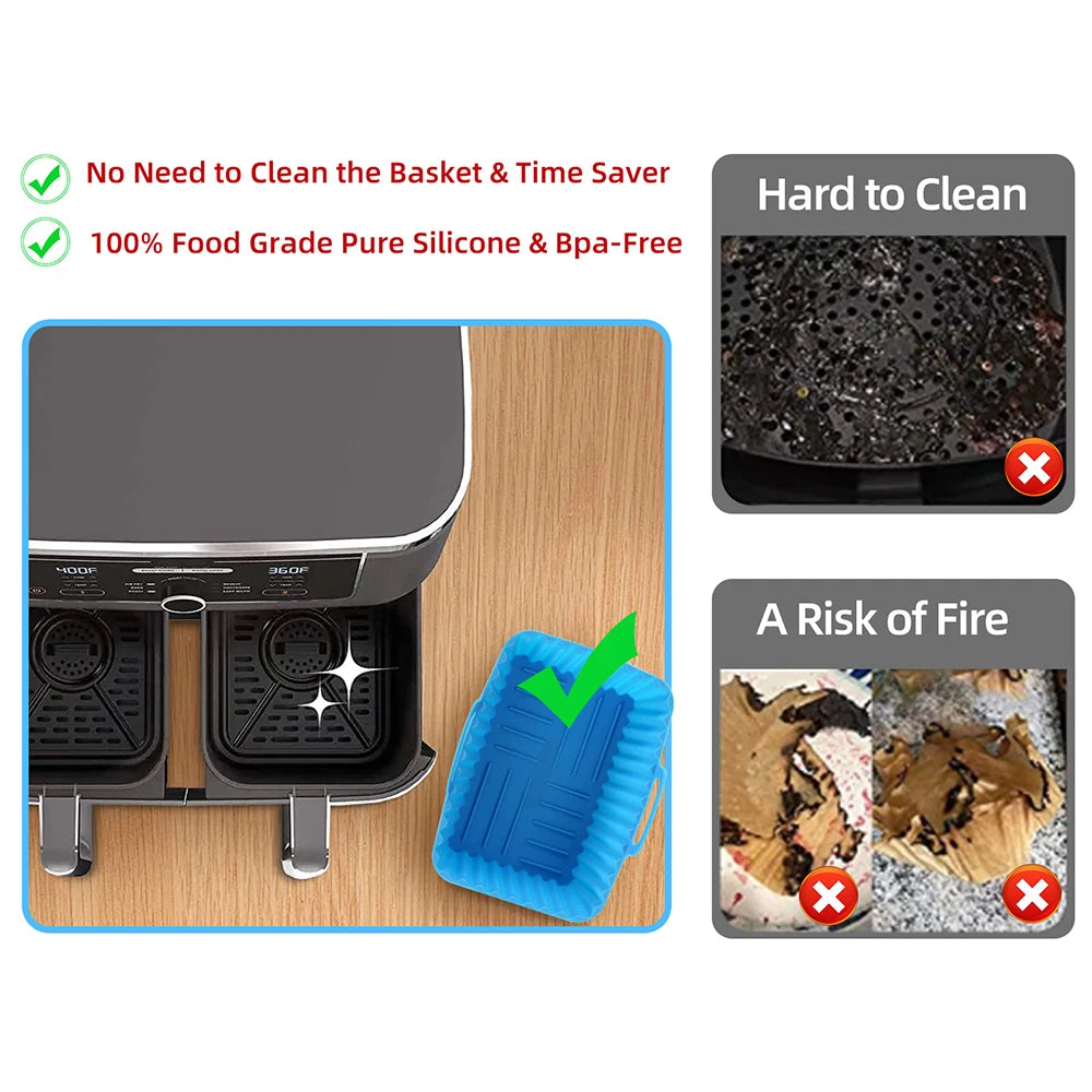 1pc Silicone Baking Tray Rectangular Air Fryer Silicone