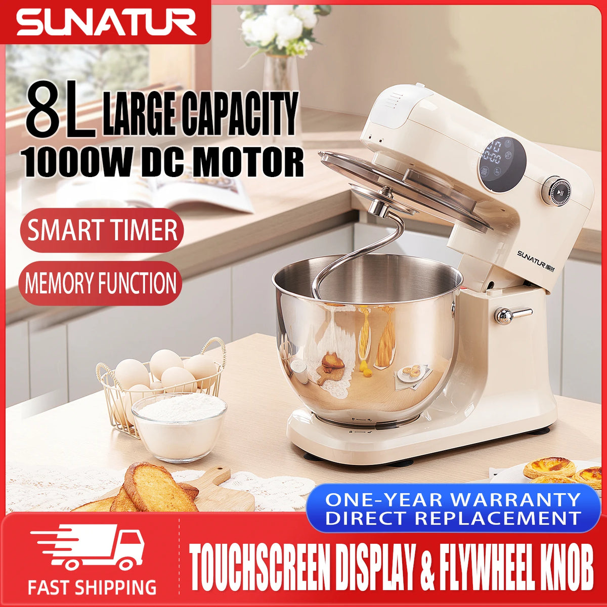 Shunran 8l Stand Mixer Dc Motor Automatic Dough