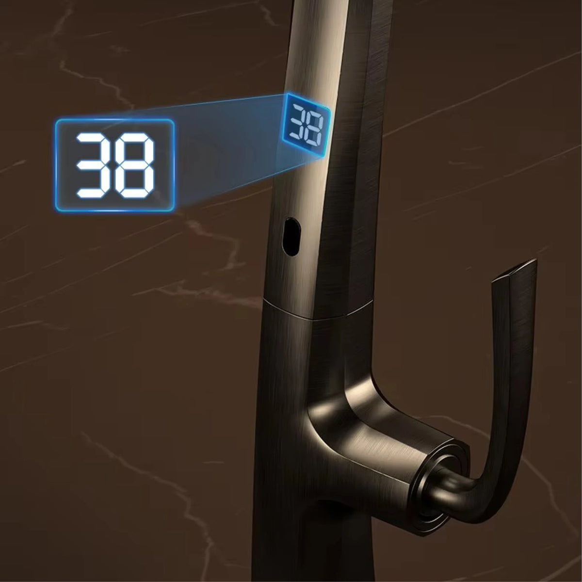 Aitana Gun Grey Luxury Brass Led Display Faucet