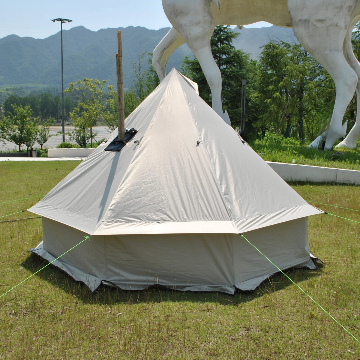 Person Large Pyramid Tent Four Seasons Camping Chimney