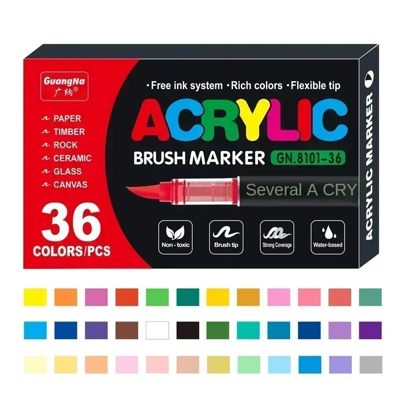 Guangna 168-12 Colors Acrylic Marker Pen Rock Painting