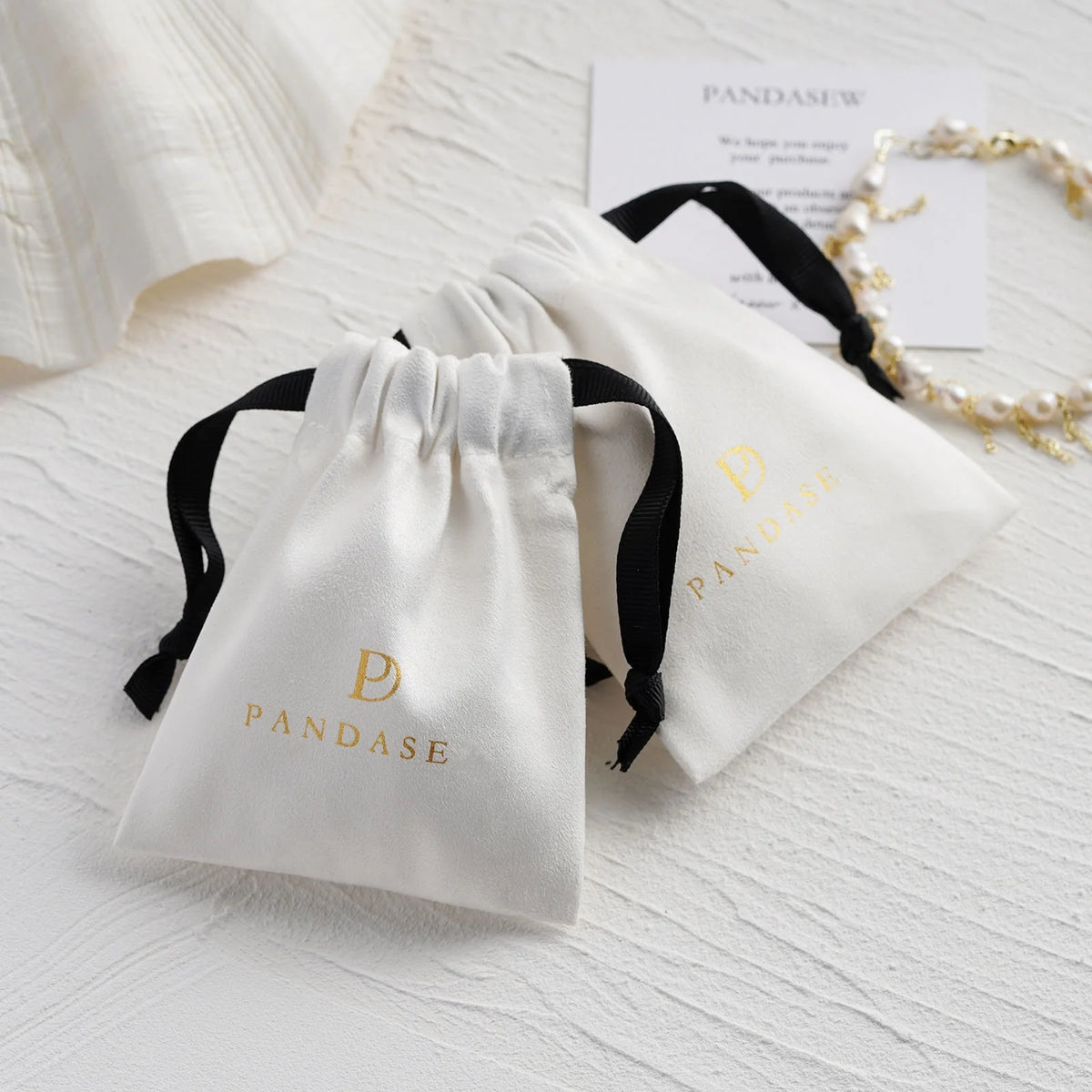 Luxury Suede Jewelry Storage Bag Ribbons Custom Logo