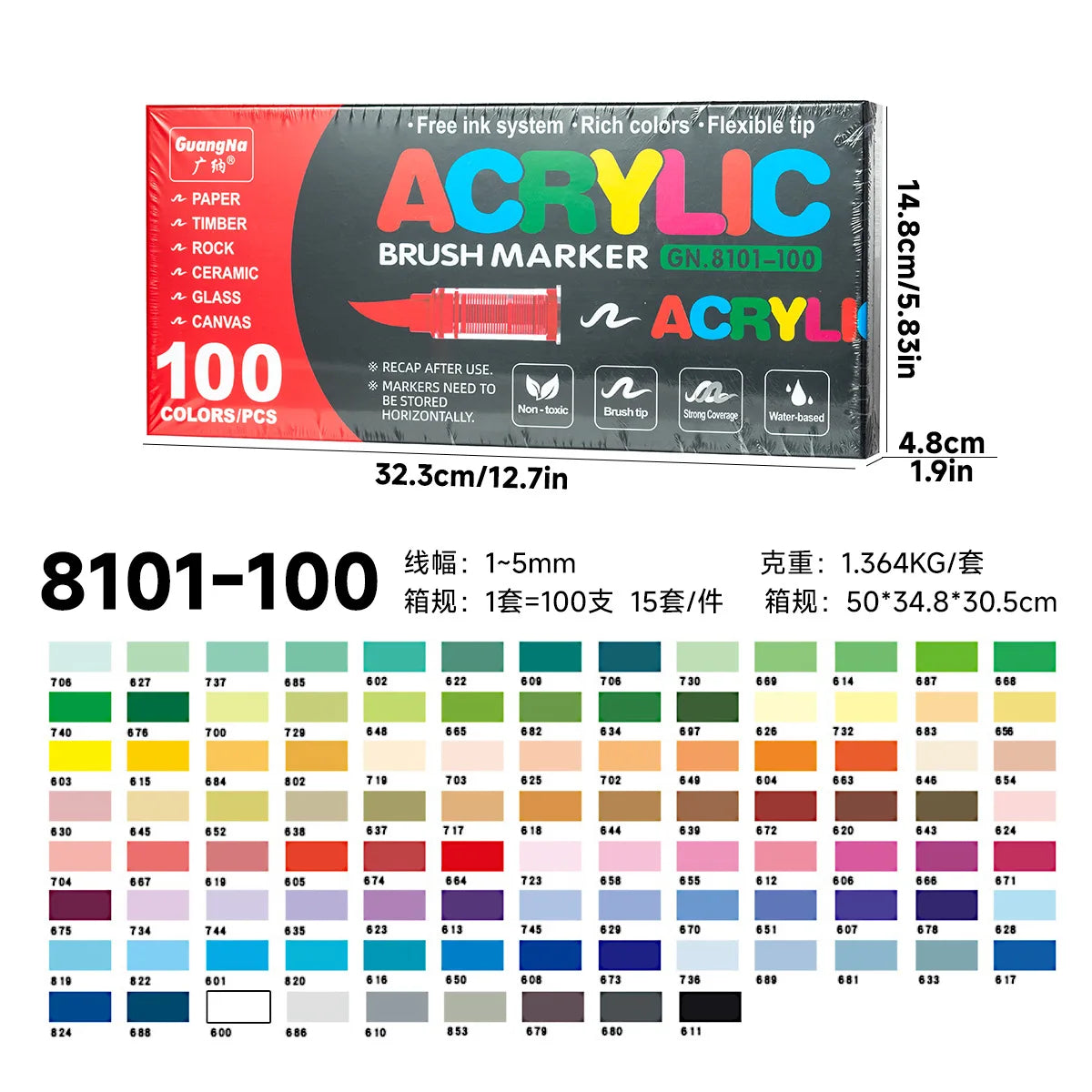 12-120 Colors Acrylic Paint Pens Markers Brush Tip
