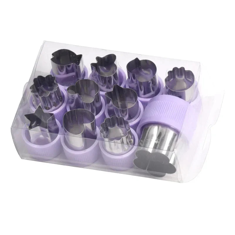 3/12pcs Star Heart Shape Vegetables Cutter Plastic Handle