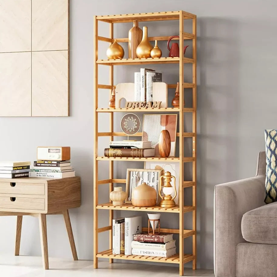 6-Tier Freestanding Bamboo Bookcase Storage Shelf Bathroom