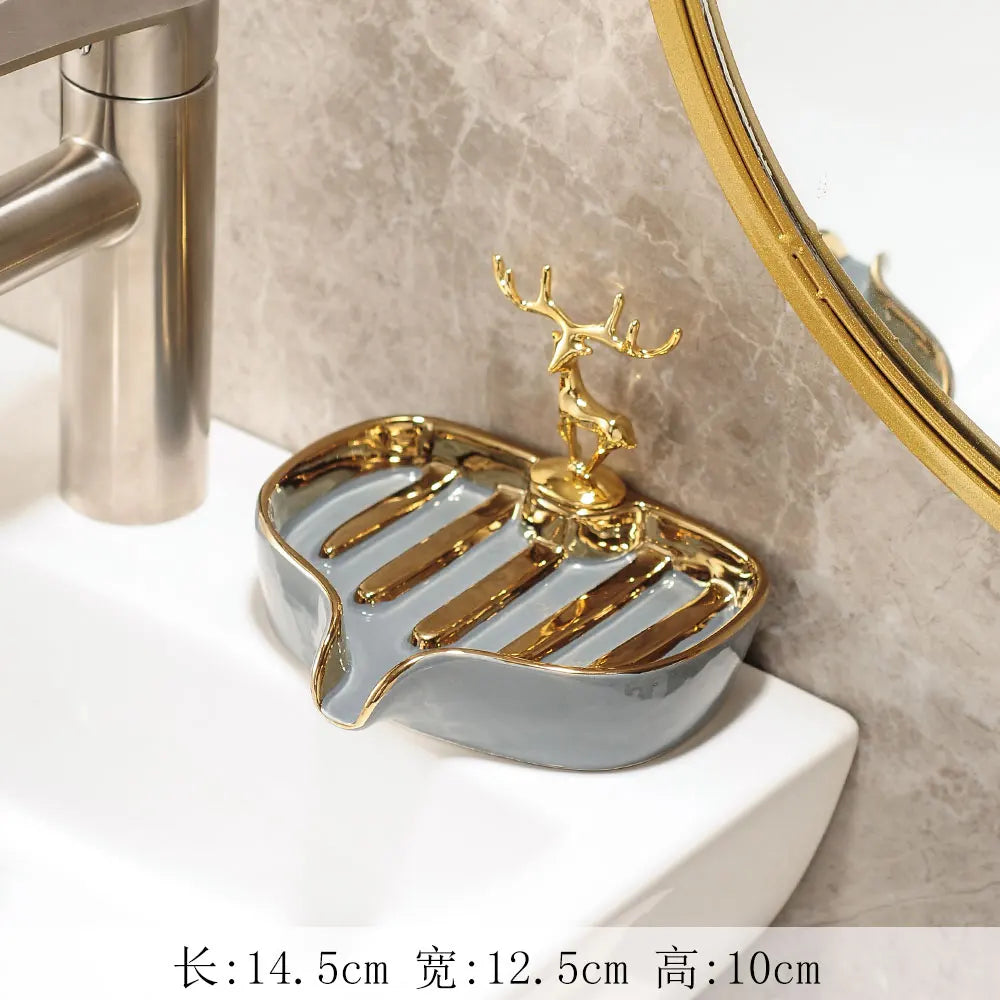 Ceramic Soap Box Soap Dish Bathroom Supplies Drain