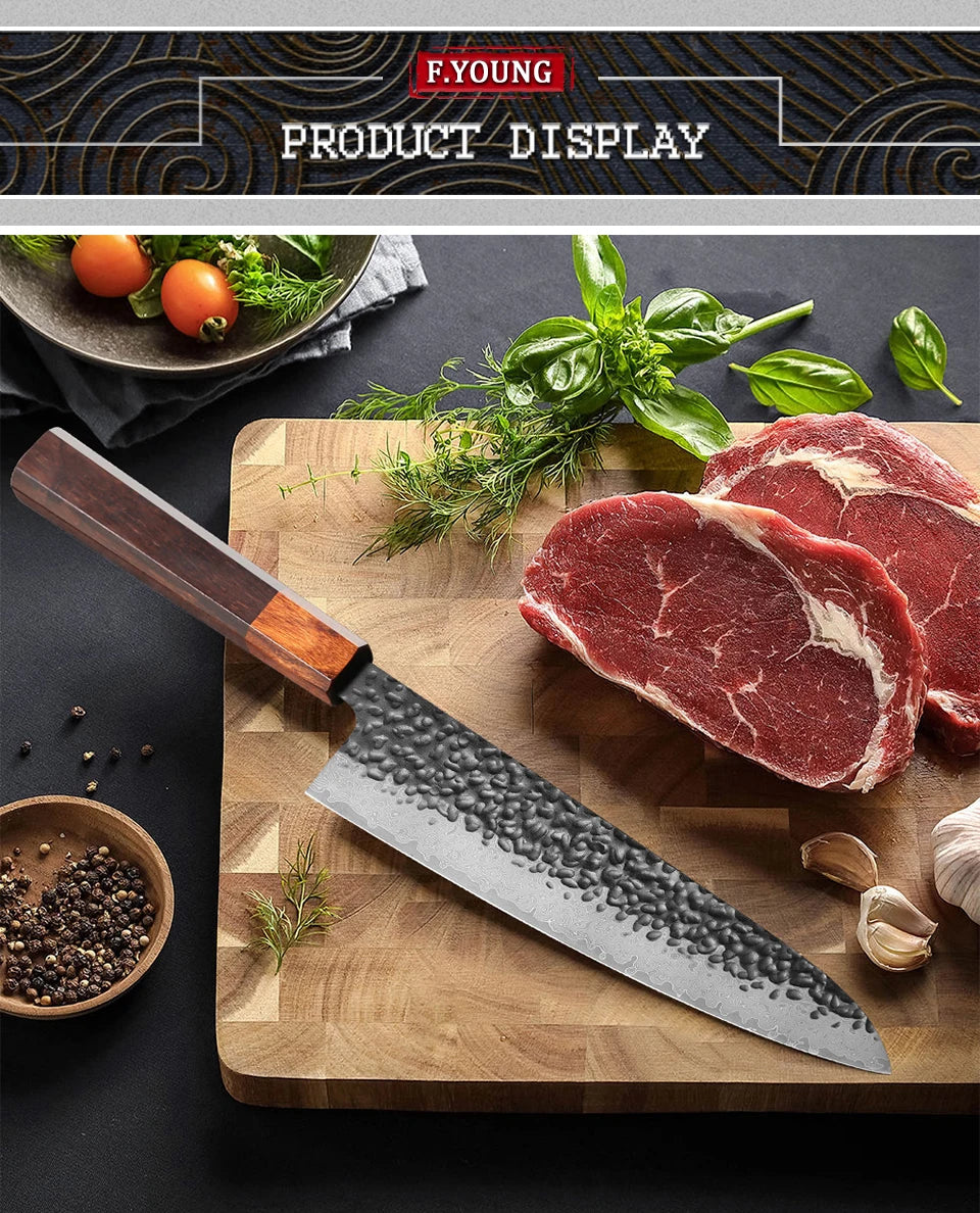 Young Japanese Handmade Chef Knife 67 Layer Damascus