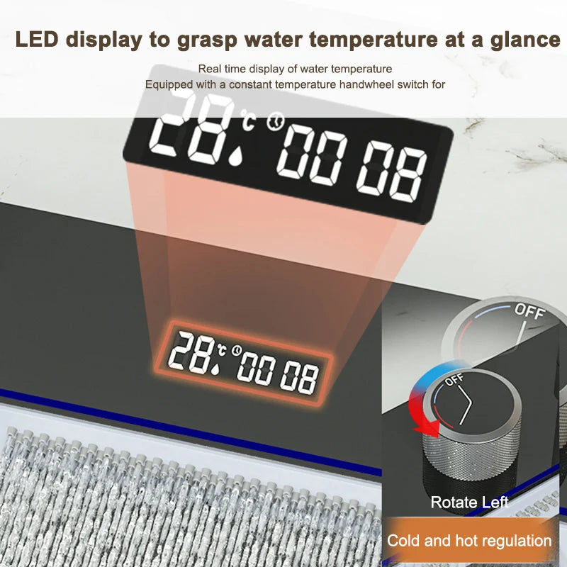 Waterfall Digital Display Sink Stainless Steel Wash Dish