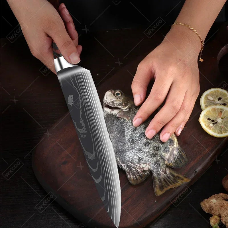 Wxcoo Damascus Pattern Chef Knife Professional Japanese Knives